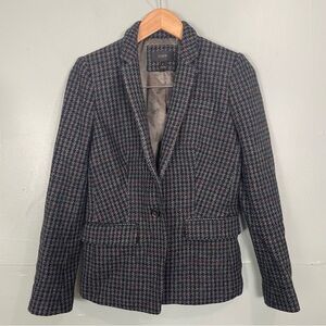J.Crew Regent 100% Wool Blazer Jacket Houndstooth Olive Amber Women Sz 2
